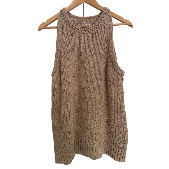 JCrew High Neck Textured Pointelle Sweater Tank Tan XL - Picture 2 of 8